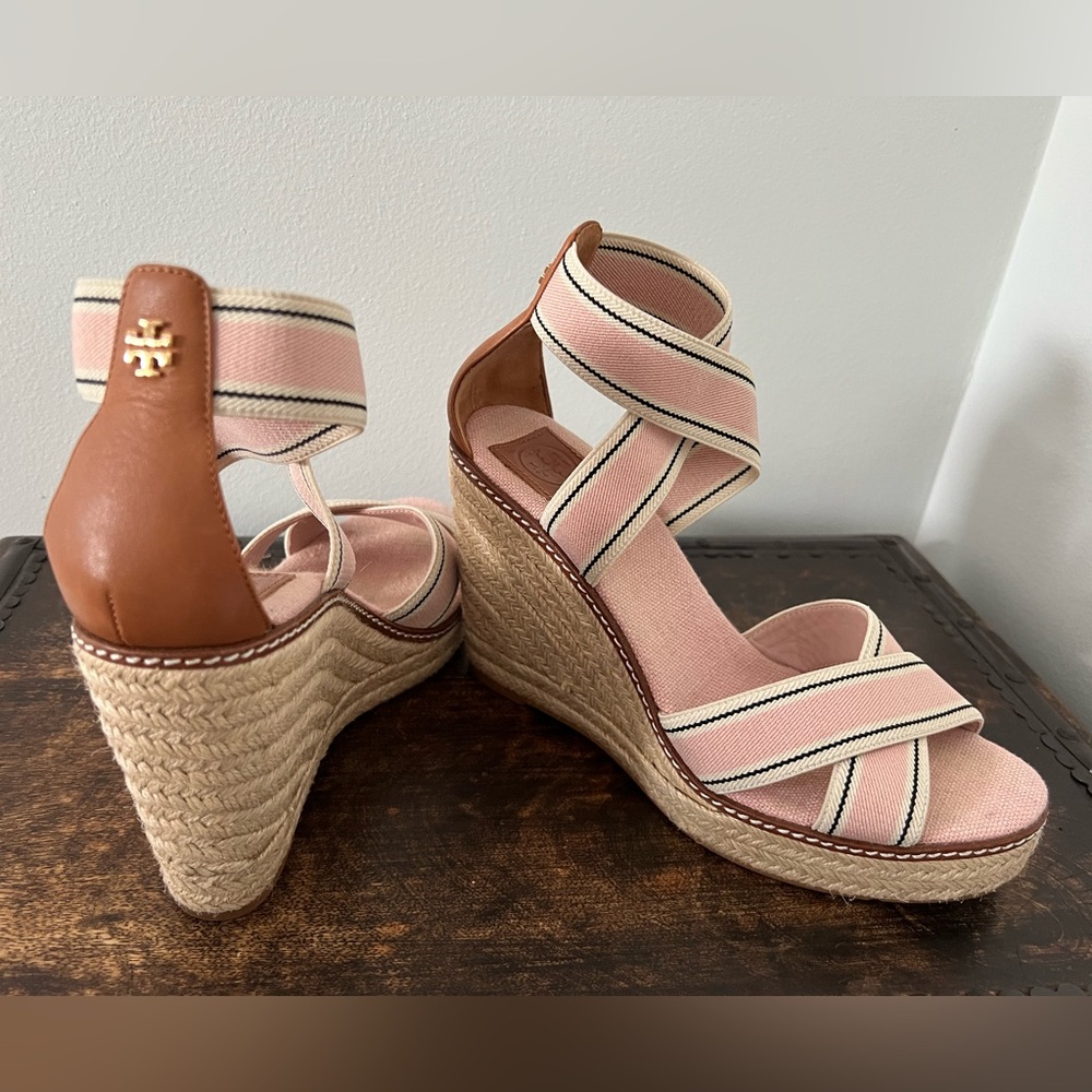 TORY BURCH FRIEDA MID-HEELS ESPADRILLES SANDALS IN BLUSH COLOR SIZE 9.5